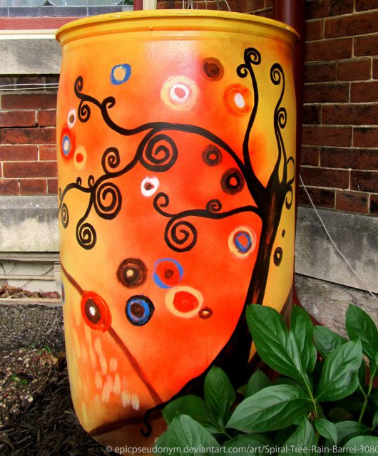 Spiral Tree Rain Barrel