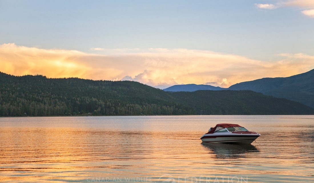 Boat on the water at sunset