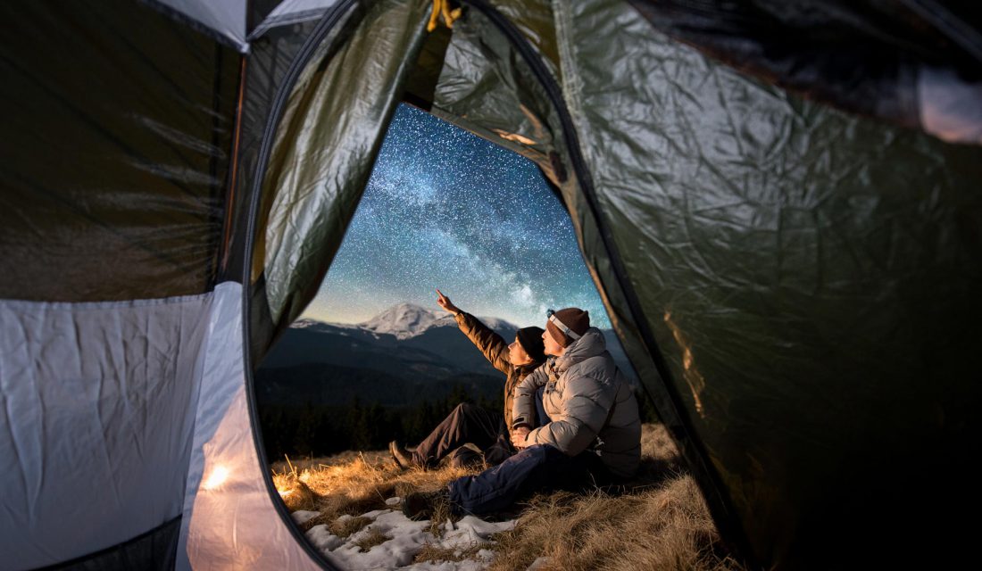 stargazing camping winter tent