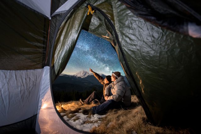 stargazing camping winter tent