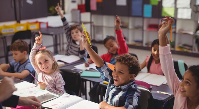 happy kids in a classroom