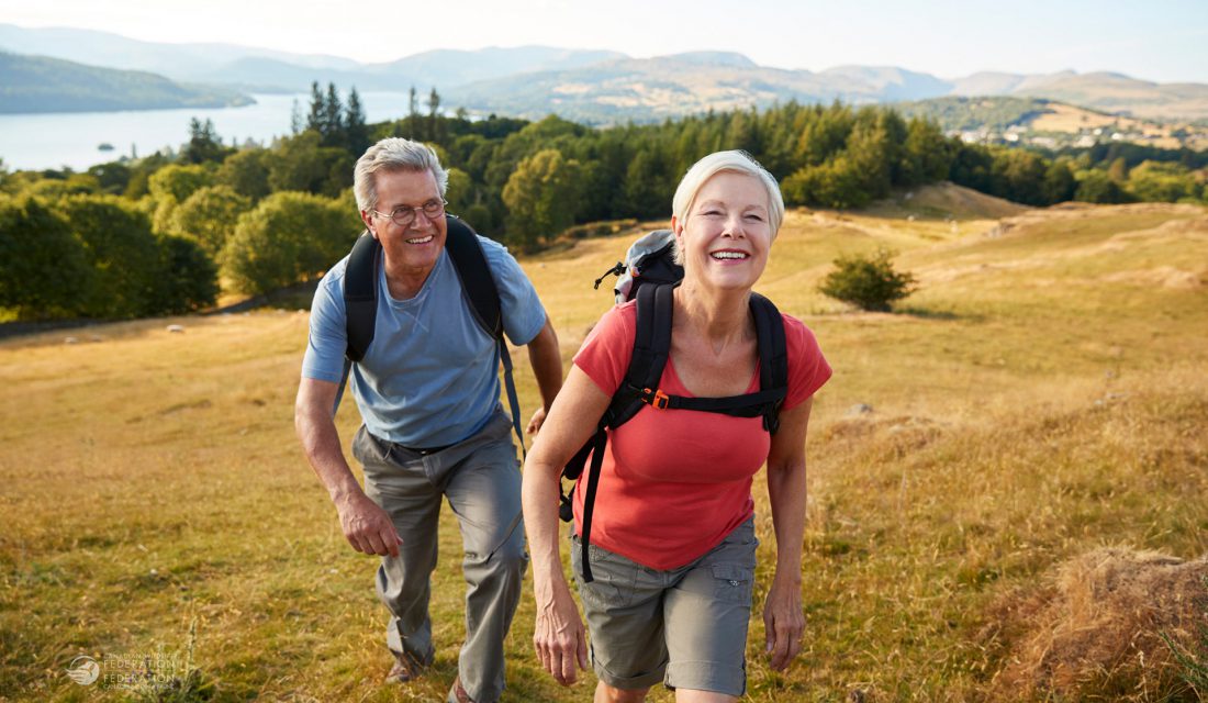 senior couple hiking