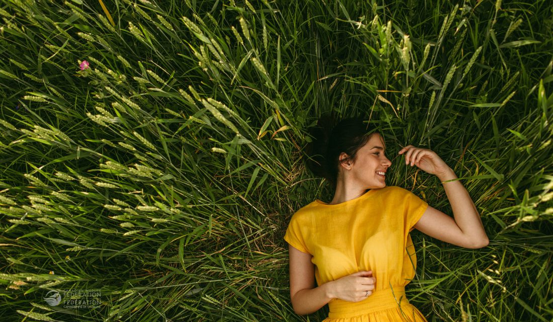 woman outside sleep grass