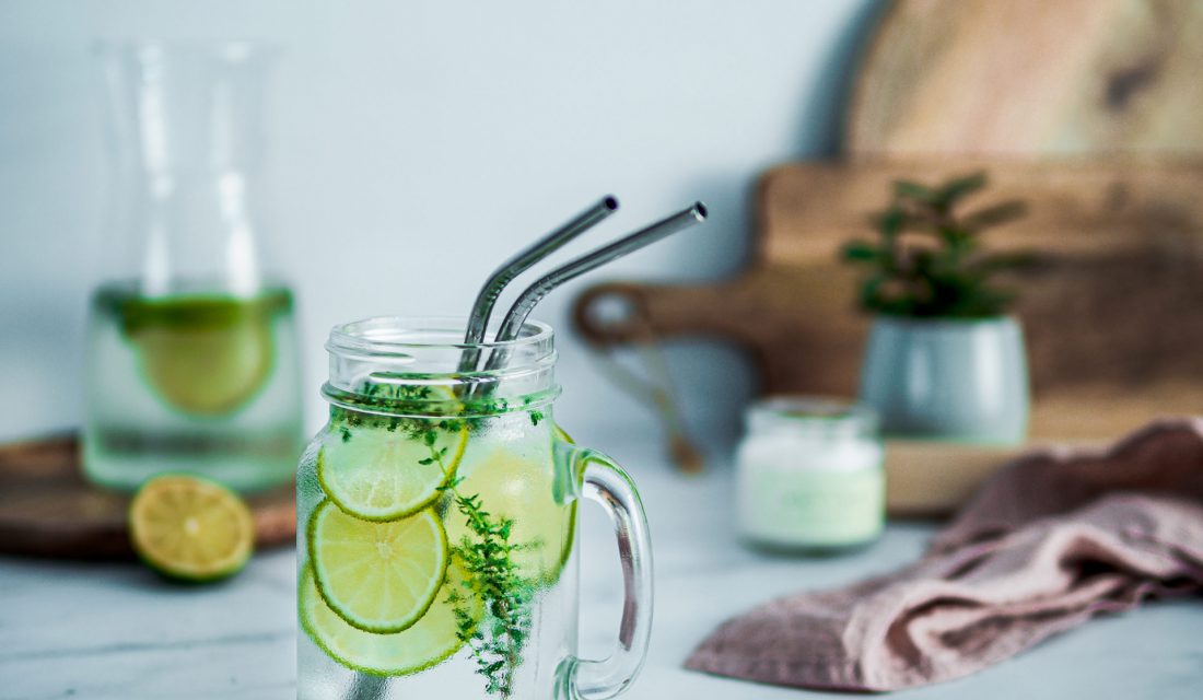 metal straw in drink