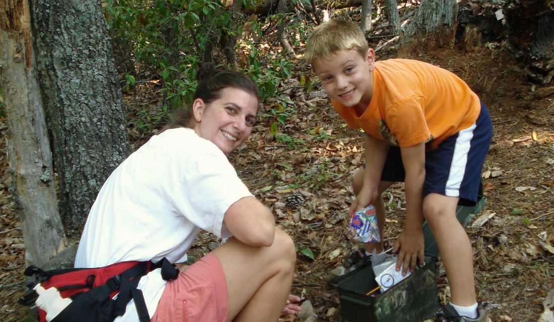 mother and son geocaching