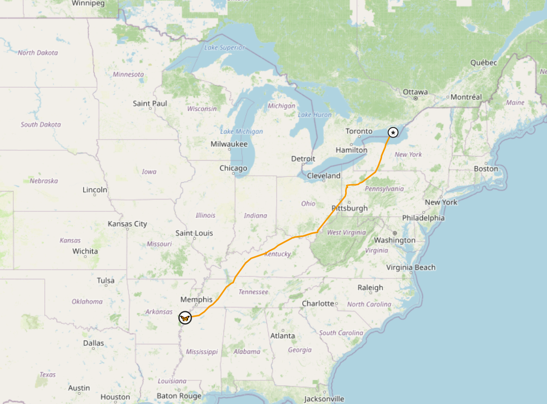 migrating monarch map